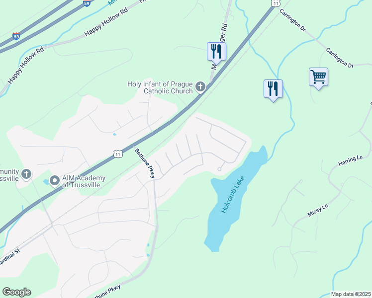 map of restaurants, bars, coffee shops, grocery stores, and more near 8060 Caldwell Drive in Trussville