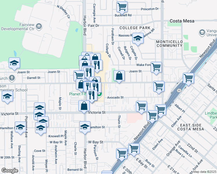 map of restaurants, bars, coffee shops, grocery stores, and more near 377,Apt #7 West Wilson Street in Costa Mesa