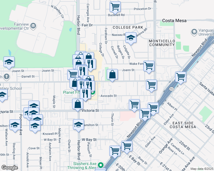 map of restaurants, bars, coffee shops, grocery stores, and more near 377,Apt #7 West Wilson Street in Costa Mesa
