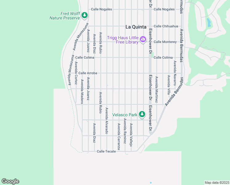map of restaurants, bars, coffee shops, grocery stores, and more near 54050 Avenue Obregon in La Quinta