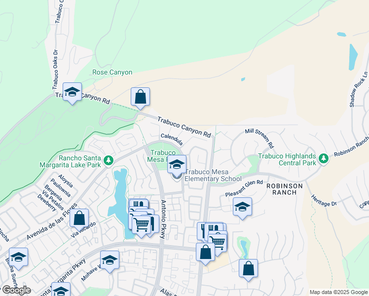 map of restaurants, bars, coffee shops, grocery stores, and more near 38 Sarracenia in Rancho Santa Margarita