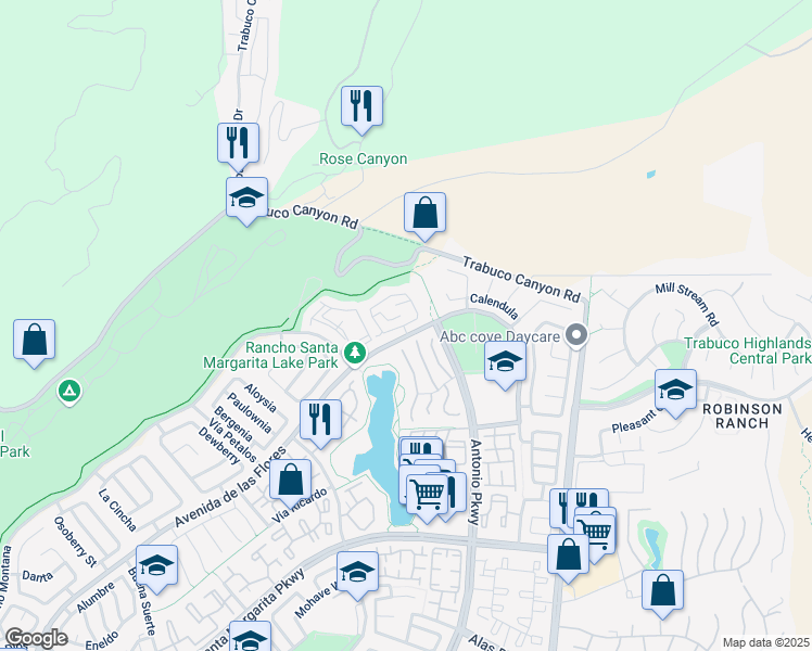 map of restaurants, bars, coffee shops, grocery stores, and more near 32 Vista la Cuesta in Rancho Santa Margarita