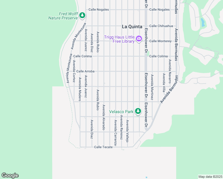 map of restaurants, bars, coffee shops, grocery stores, and more near 54050 Avenue Obregon in La Quinta