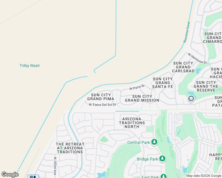 map of restaurants, bars, coffee shops, grocery stores, and more near 18876 North Cactus Flower Way in Surprise