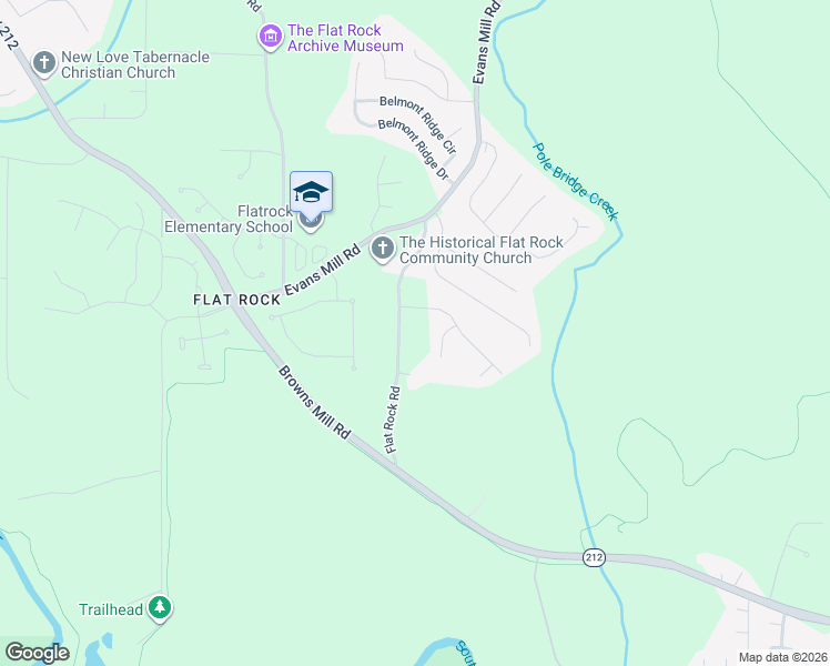 map of restaurants, bars, coffee shops, grocery stores, and more near 4218 Flat Rock Road in Stonecrest
