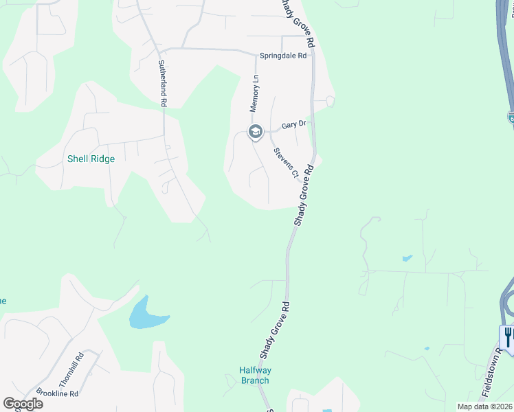 map of restaurants, bars, coffee shops, grocery stores, and more near 5190 Memory Lane in Mount Olive