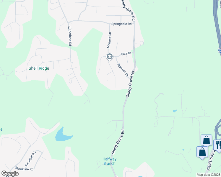 map of restaurants, bars, coffee shops, grocery stores, and more near 5190 Memory Lane in Mount Olive