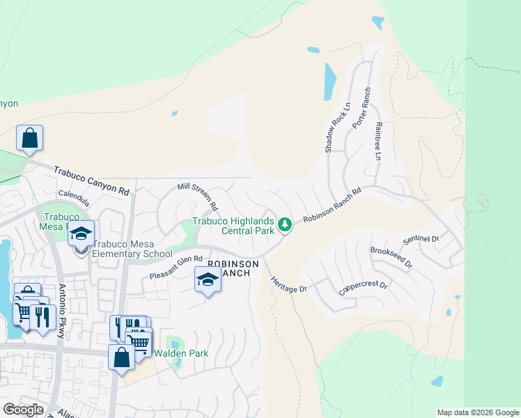 map of restaurants, bars, coffee shops, grocery stores, and more near 21111 Briarwood Lane in Trabuco Canyon