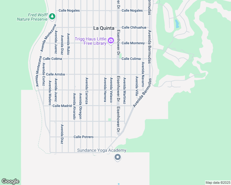 map of restaurants, bars, coffee shops, grocery stores, and more near 54035 Eisenhower Drive in La Quinta