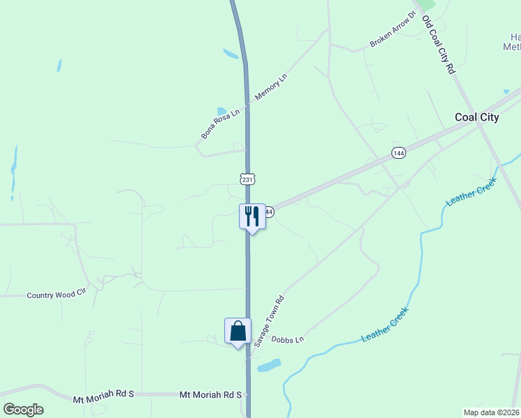 map of restaurants, bars, coffee shops, grocery stores, and more near 51 Alabama 144 in Ragland