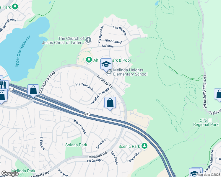 map of restaurants, bars, coffee shops, grocery stores, and more near 10 Tierra Montanosa in Rancho Santa Margarita