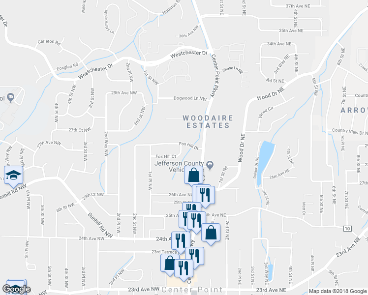 map of restaurants, bars, coffee shops, grocery stores, and more near 103 Fox Hill Court in Birmingham