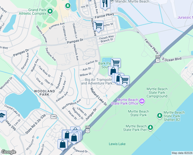 map of restaurants, bars, coffee shops, grocery stores, and more near 650 Mallard Lake Drive in Myrtle Beach