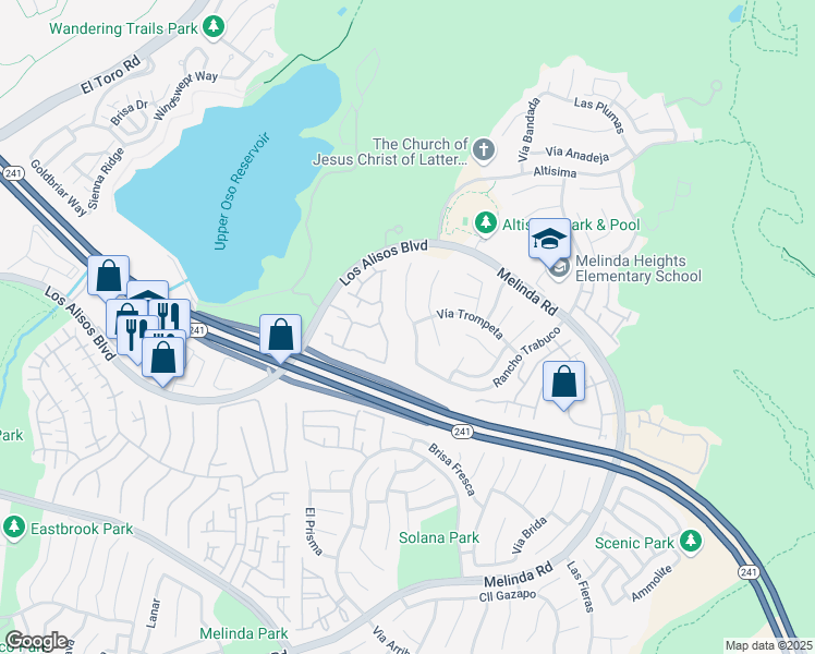 map of restaurants, bars, coffee shops, grocery stores, and more near 2 La Sordina in Rancho Santa Margarita