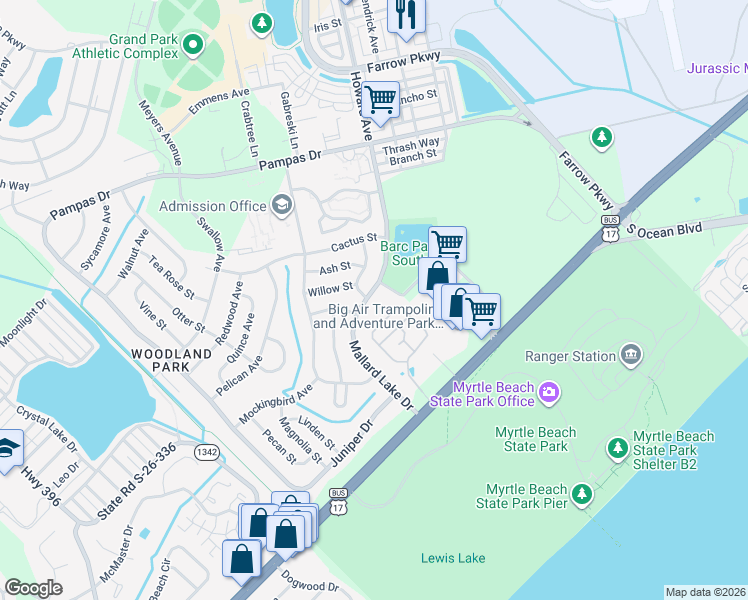 map of restaurants, bars, coffee shops, grocery stores, and more near 650 Mallard Lake Drive in Myrtle Beach