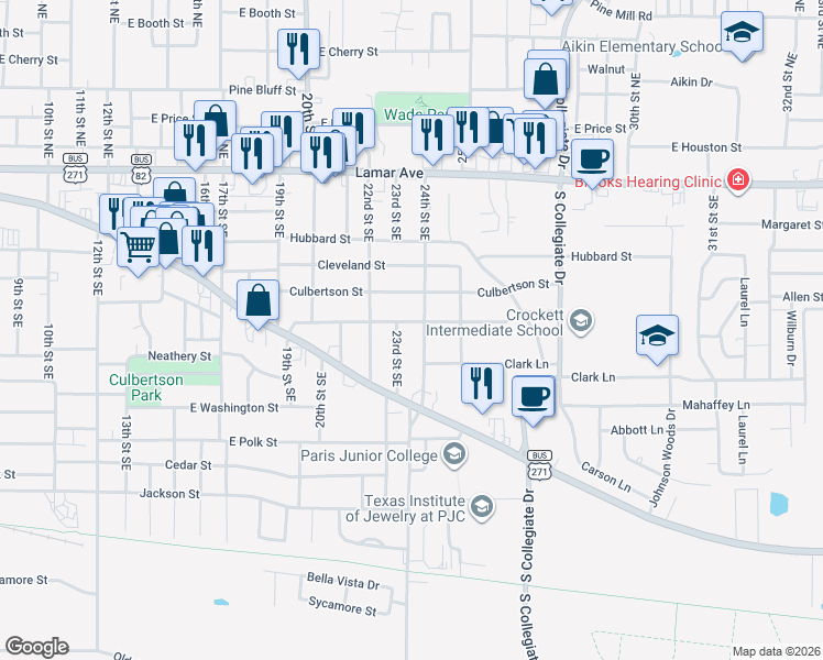 map of restaurants, bars, coffee shops, grocery stores, and more near 653 23rd Street Southeast in Paris