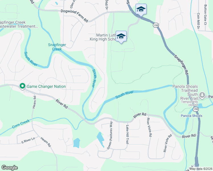 map of restaurants, bars, coffee shops, grocery stores, and more near 4370 Donna Way in Stonecrest
