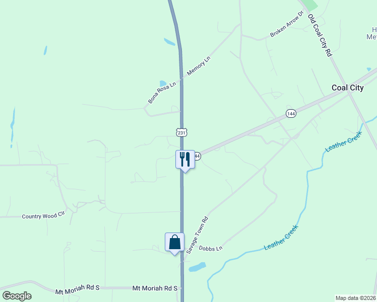 map of restaurants, bars, coffee shops, grocery stores, and more near 51 Alabama 144 in Ragland