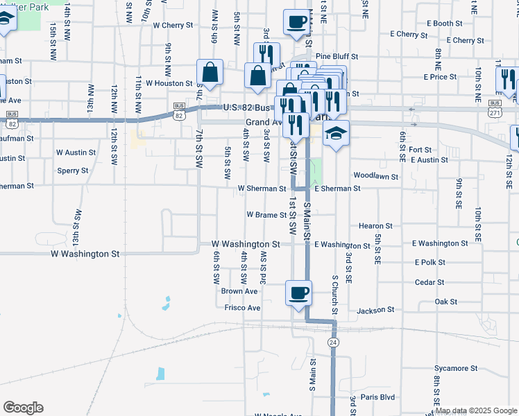 map of restaurants, bars, coffee shops, grocery stores, and more near 625 3rd Street Southwest in Paris