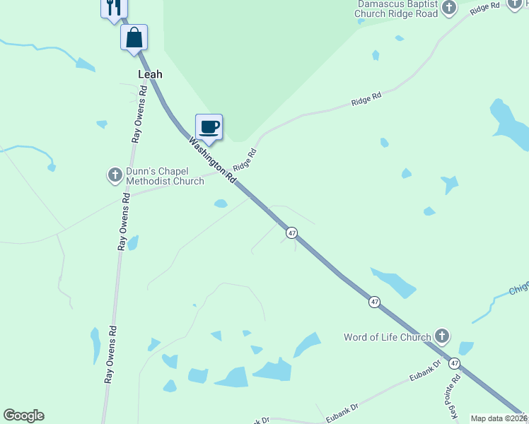 map of restaurants, bars, coffee shops, grocery stores, and more near 6498 Washington Road in Appling