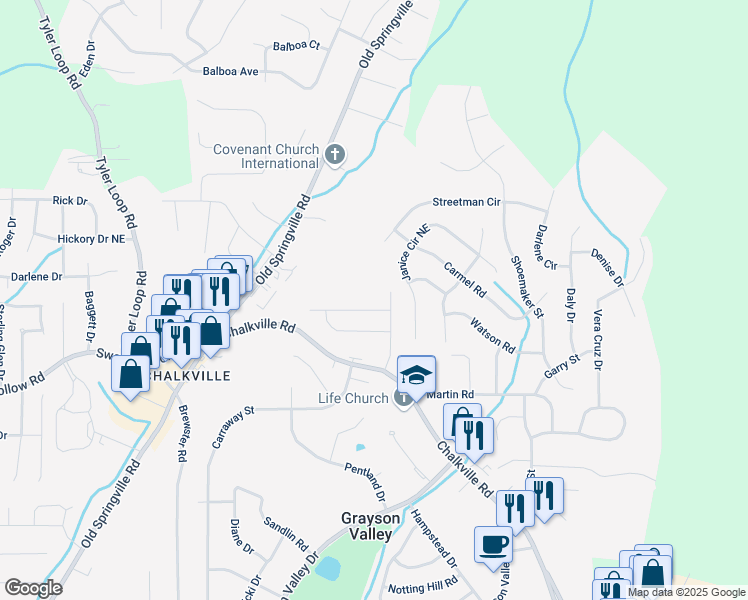 map of restaurants, bars, coffee shops, grocery stores, and more near 5644 Heather Lane in Birmingham