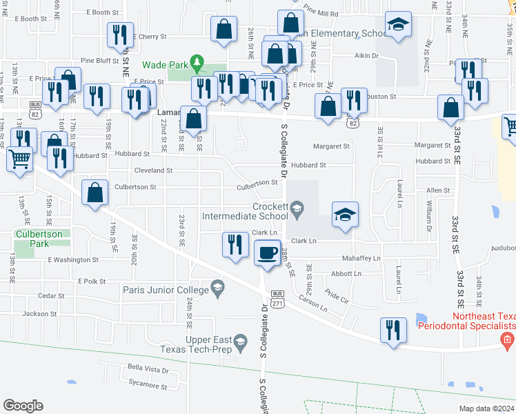 map of restaurants, bars, coffee shops, grocery stores, and more near 610 26th Street Southeast in Paris