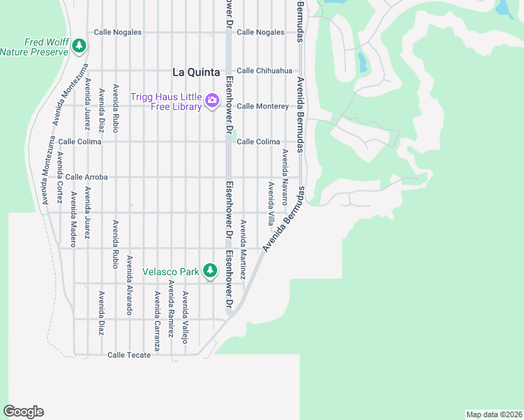 map of restaurants, bars, coffee shops, grocery stores, and more near 53881 Avenue Villa in La Quinta