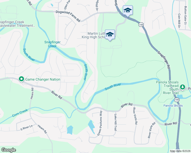 map of restaurants, bars, coffee shops, grocery stores, and more near 4330 Donna Way in Stonecrest