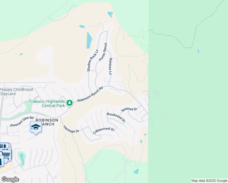 map of restaurants, bars, coffee shops, grocery stores, and more near 32742 Meadowpark Lane in Trabuco Canyon