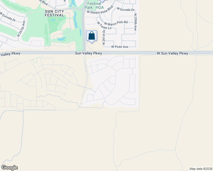 map of restaurants, bars, coffee shops, grocery stores, and more near 26138 West Siesta Lane in Buckeye