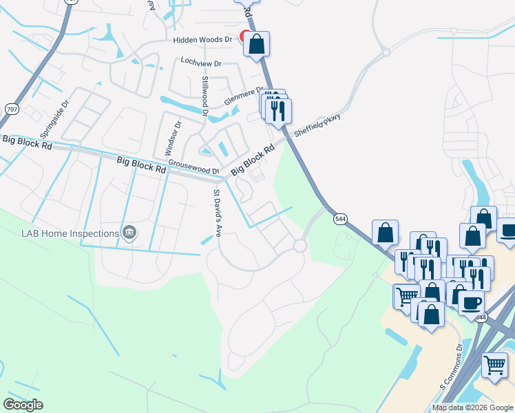 map of restaurants, bars, coffee shops, grocery stores, and more near 2551 Big Block Road in Myrtle Beach