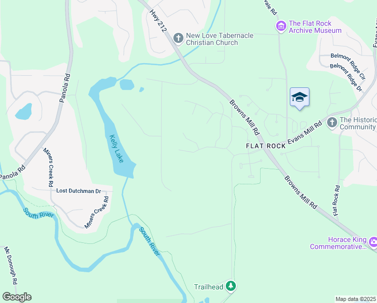 map of restaurants, bars, coffee shops, grocery stores, and more near Flat Rock Point in Stonecrest