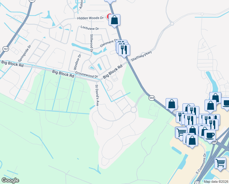 map of restaurants, bars, coffee shops, grocery stores, and more near 2551 Big Block Road in Myrtle Beach