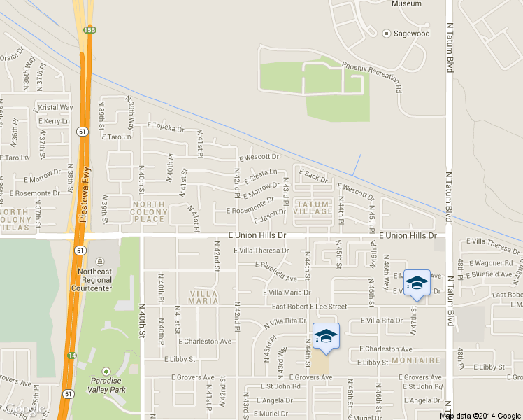 map of restaurants, bars, coffee shops, grocery stores, and more near 4315 East Rosemonte Drive in Phoenix