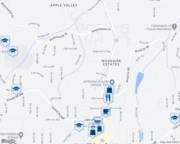 map of restaurants, bars, coffee shops, grocery stores, and more near 112 Fox Hill Drive in Birmingham