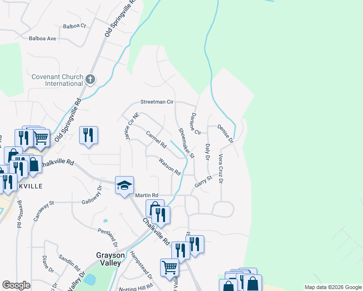 map of restaurants, bars, coffee shops, grocery stores, and more near 2619 Shoemaker Street in Birmingham