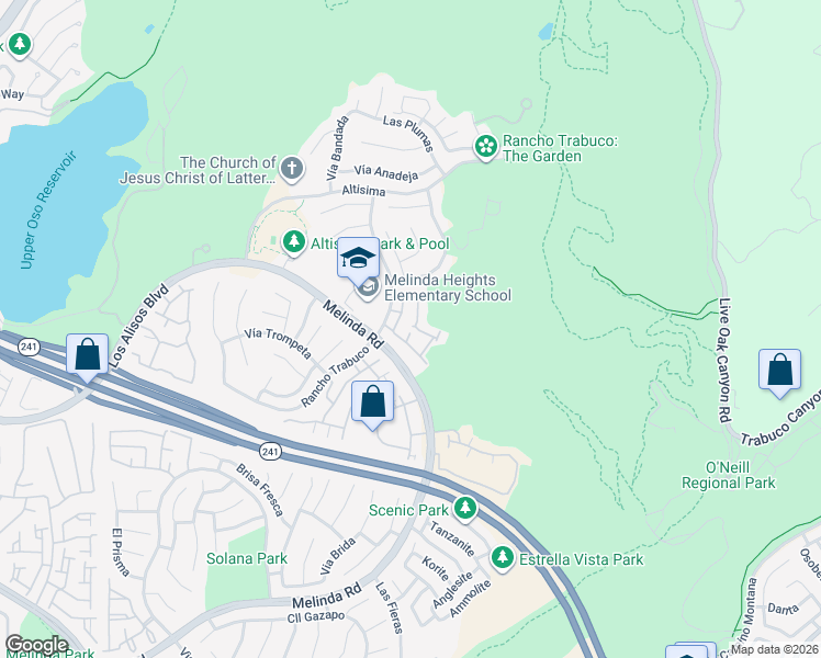 map of restaurants, bars, coffee shops, grocery stores, and more near 5 Mira Mesa in Rancho Santa Margarita