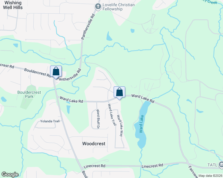 map of restaurants, bars, coffee shops, grocery stores, and more near 4260 Boulder Pointe Drive in Ellenwood