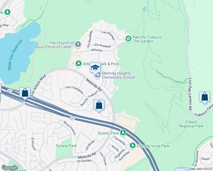 map of restaurants, bars, coffee shops, grocery stores, and more near 2 Mira Mesa in Rancho Santa Margarita