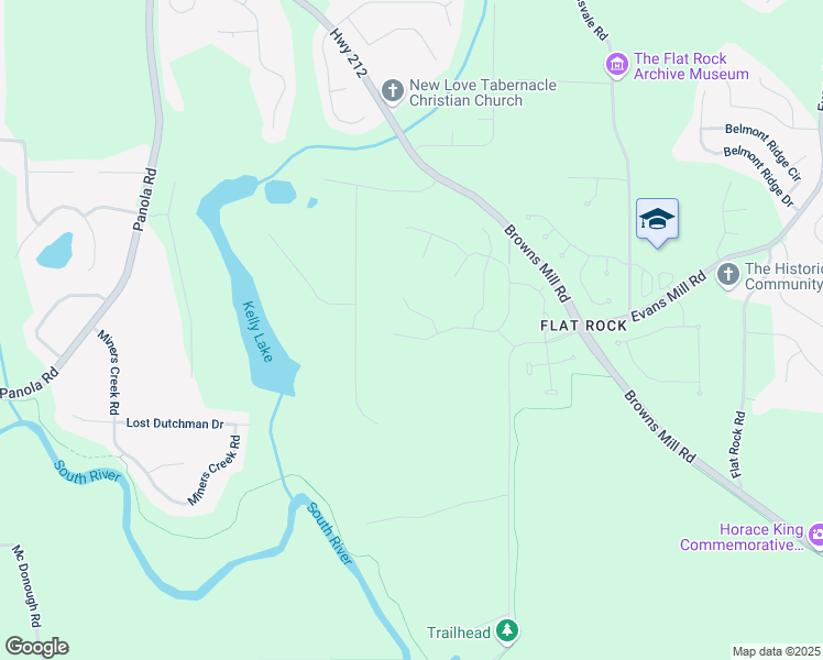 map of restaurants, bars, coffee shops, grocery stores, and more near 5344 Flat Rock Point in Stonecrest