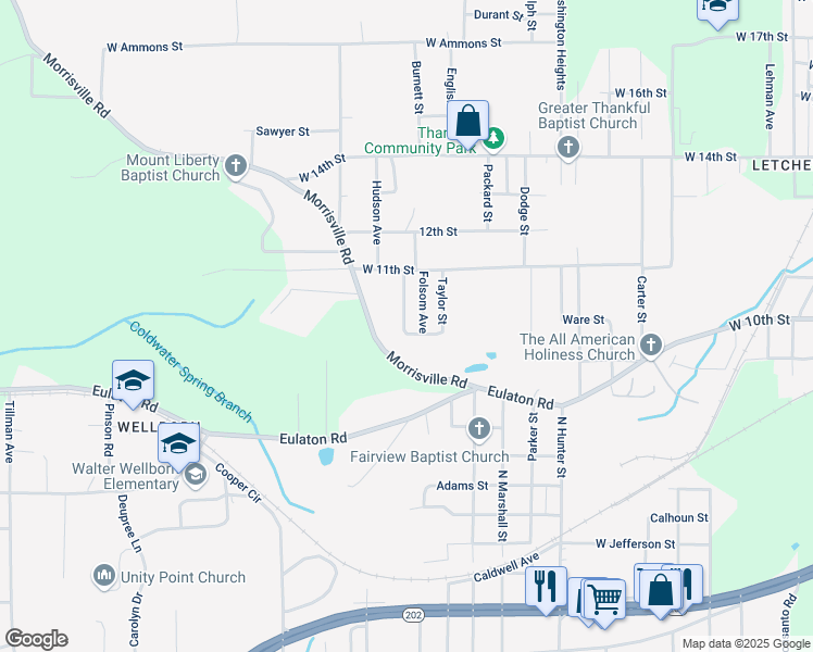 map of restaurants, bars, coffee shops, grocery stores, and more near 1025 Hamm Street in Anniston
