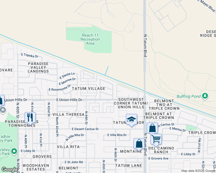 map of restaurants, bars, coffee shops, grocery stores, and more near 4549 East Wescott Drive in Phoenix