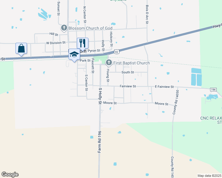 map of restaurants, bars, coffee shops, grocery stores, and more near 420 Fairview Street in Blossom