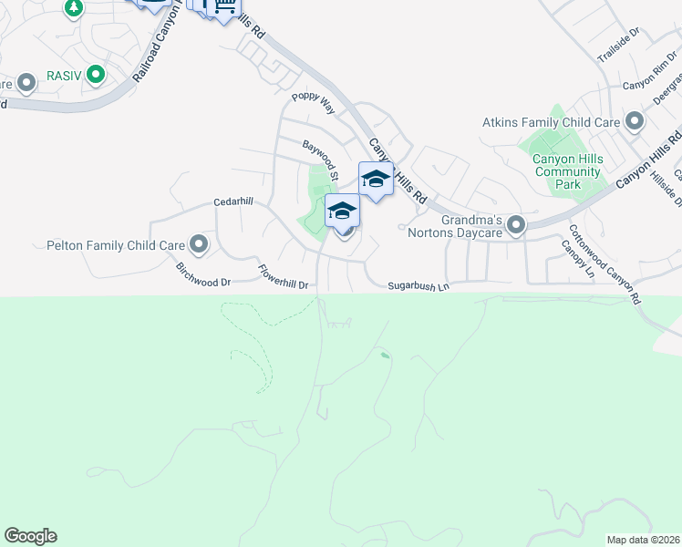 map of restaurants, bars, coffee shops, grocery stores, and more near 31955 Botany Court in Lake Elsinore