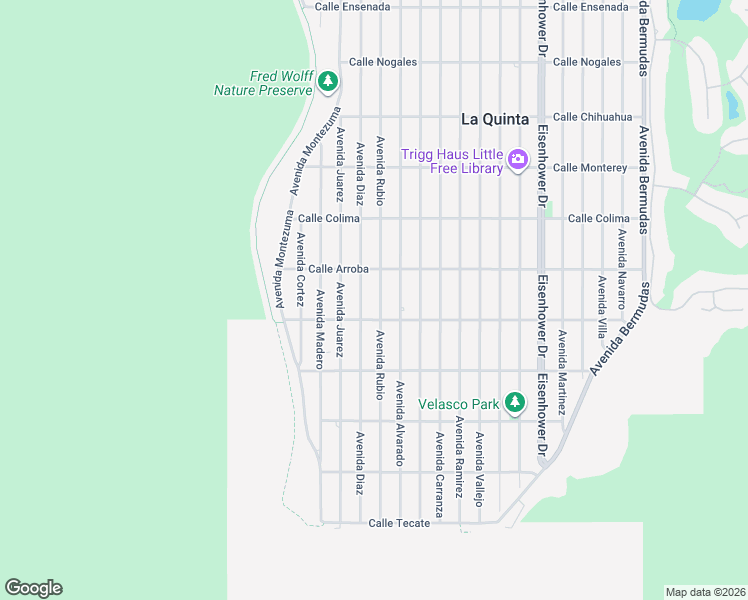 map of restaurants, bars, coffee shops, grocery stores, and more near 53875 Avenue Rubio in La Quinta