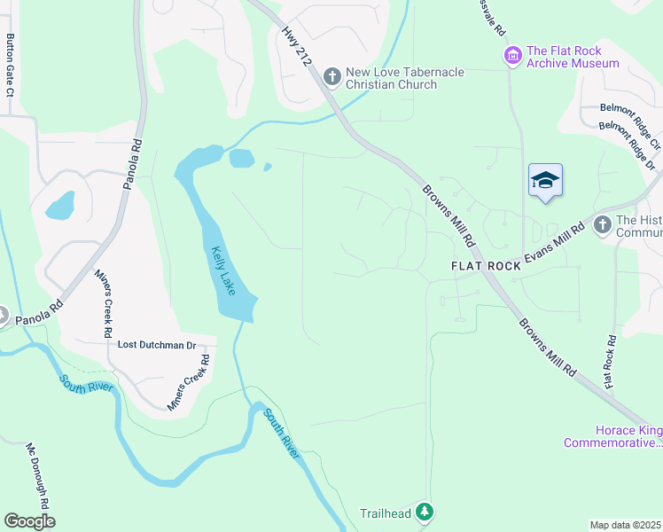 map of restaurants, bars, coffee shops, grocery stores, and more near Flat Rock Point in Stonecrest