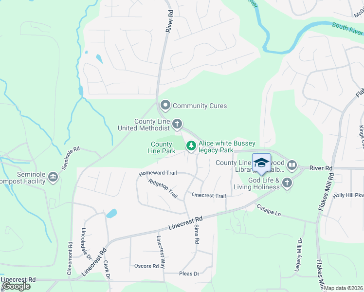 map of restaurants, bars, coffee shops, grocery stores, and more near 4071 Old River Road in Ellenwood