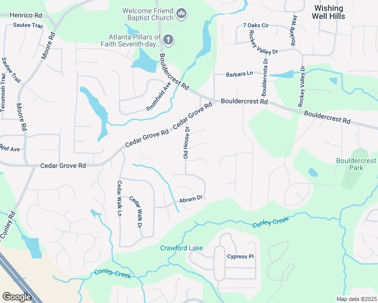 map of restaurants, bars, coffee shops, grocery stores, and more near 4210 Old House Drive in Conley