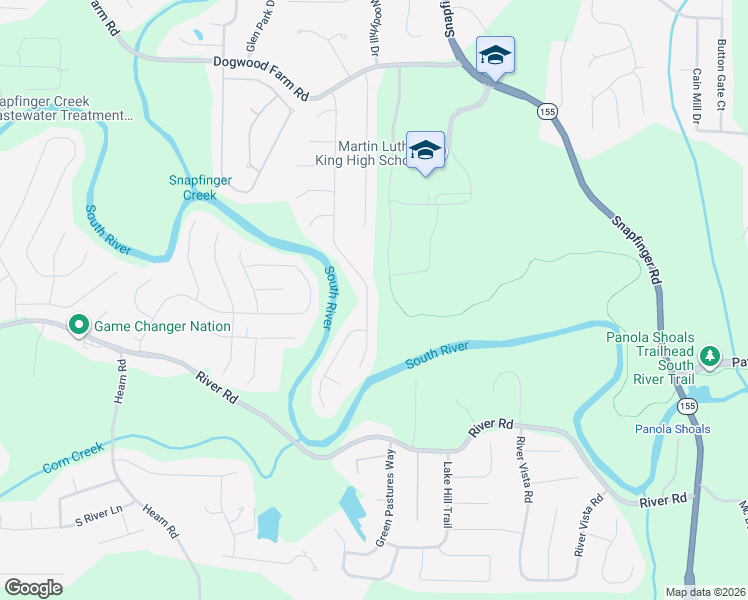 map of restaurants, bars, coffee shops, grocery stores, and more near 4330 Donna Way in Stonecrest