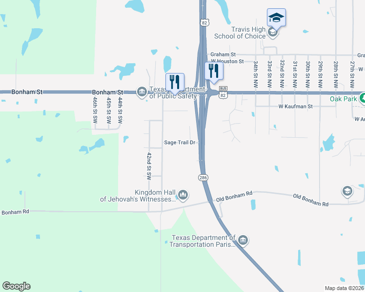 map of restaurants, bars, coffee shops, grocery stores, and more near 3935 Sage Trail Drive in Paris